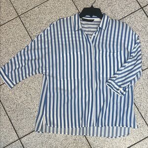 Zara Blue and White Striped Top
